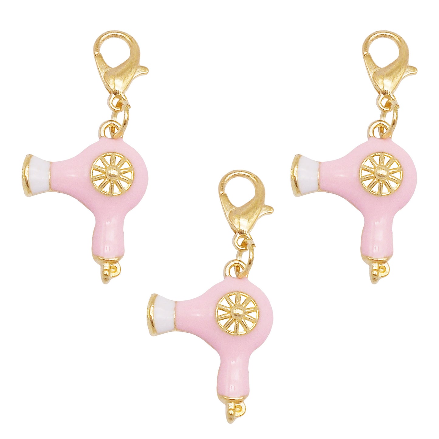 50PCS/50PAIRS Gold Tone Pink Enamel Charms