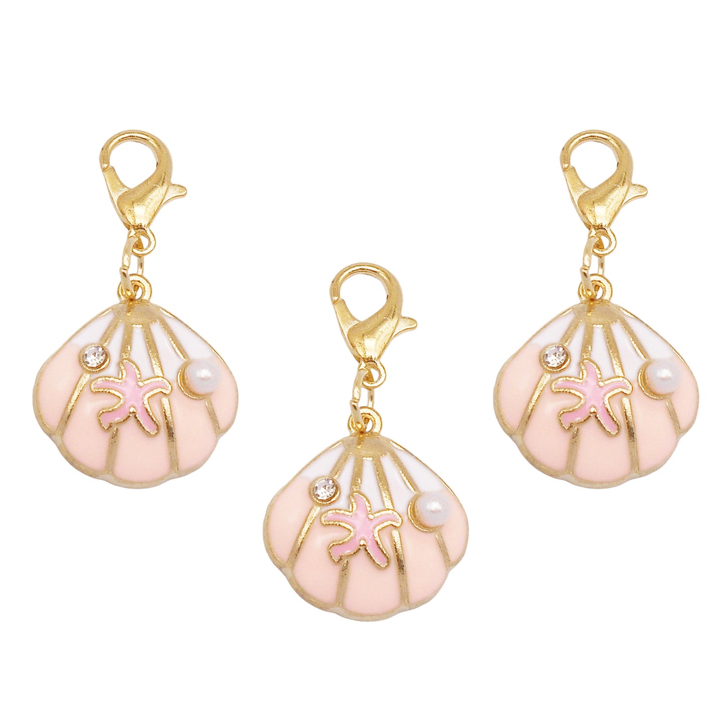 50PCS/50PAIRS Gold Tone Pink Enamel Charms