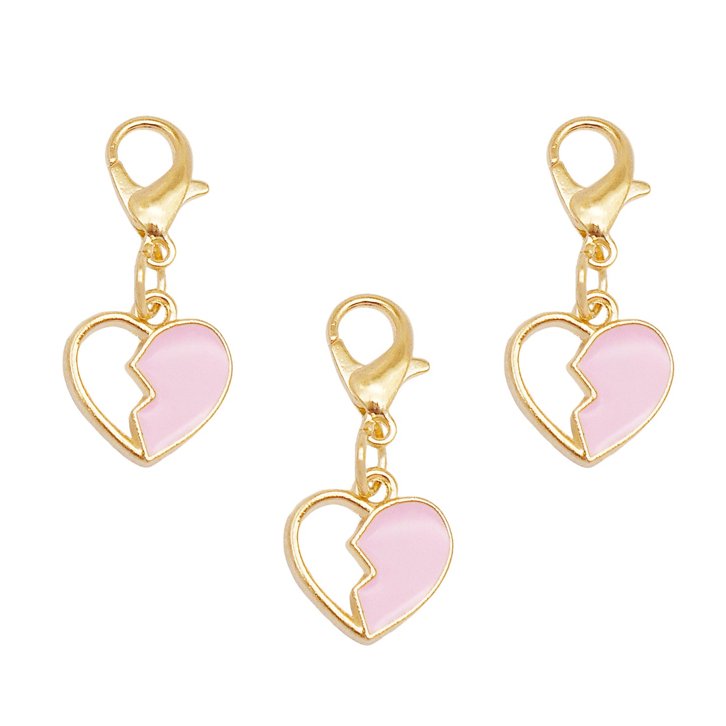 50PCS/50PAIRS Gold Tone Pink Enamel Charms