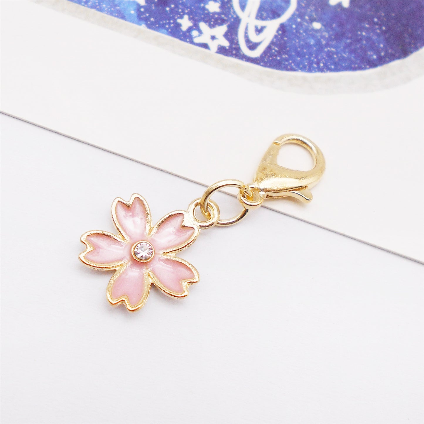50PCS/50PAIRS Gold Tone Pink Enamel Charms