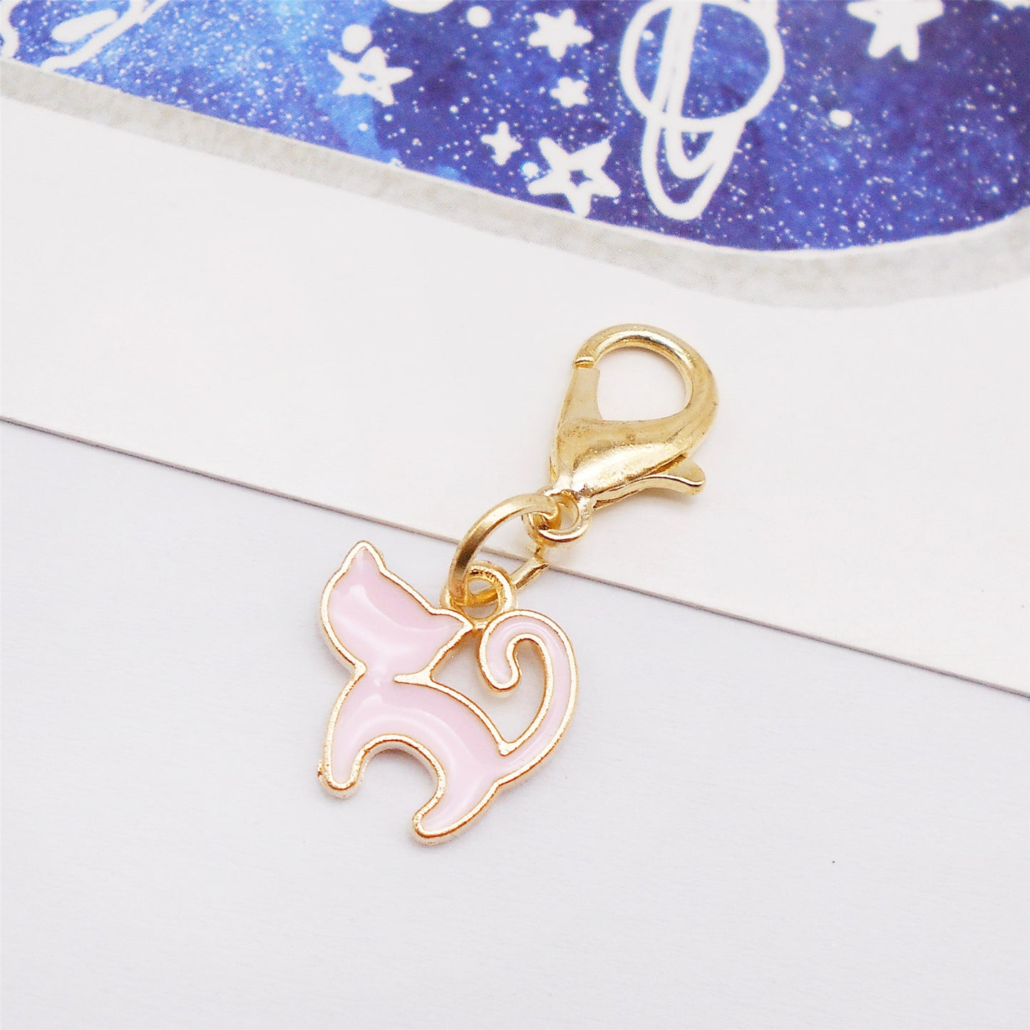 50PCS/50PAIRS Gold Tone Pink Enamel Charms
