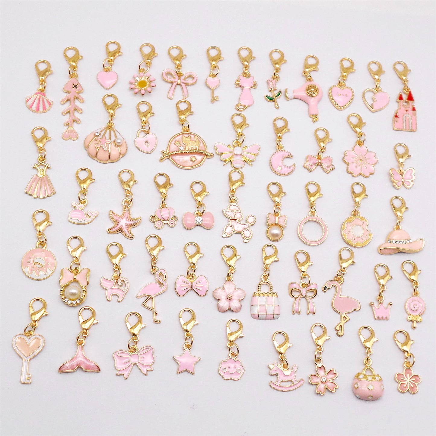 JJGQAZ 60pcs(30 Pairs) Pink Theme Enamel Fruit Moon