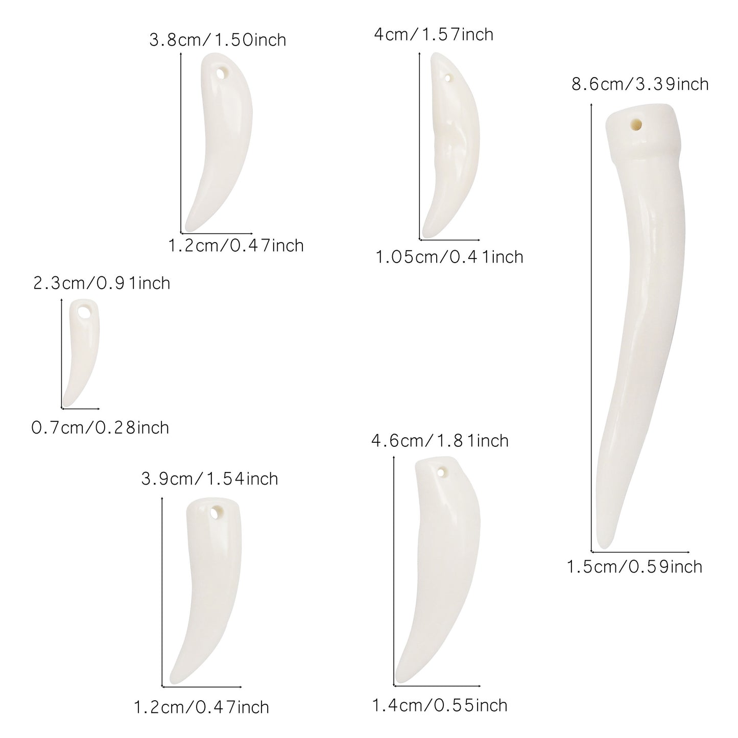 60 Pieces Artificial Wolf Teeth Charms