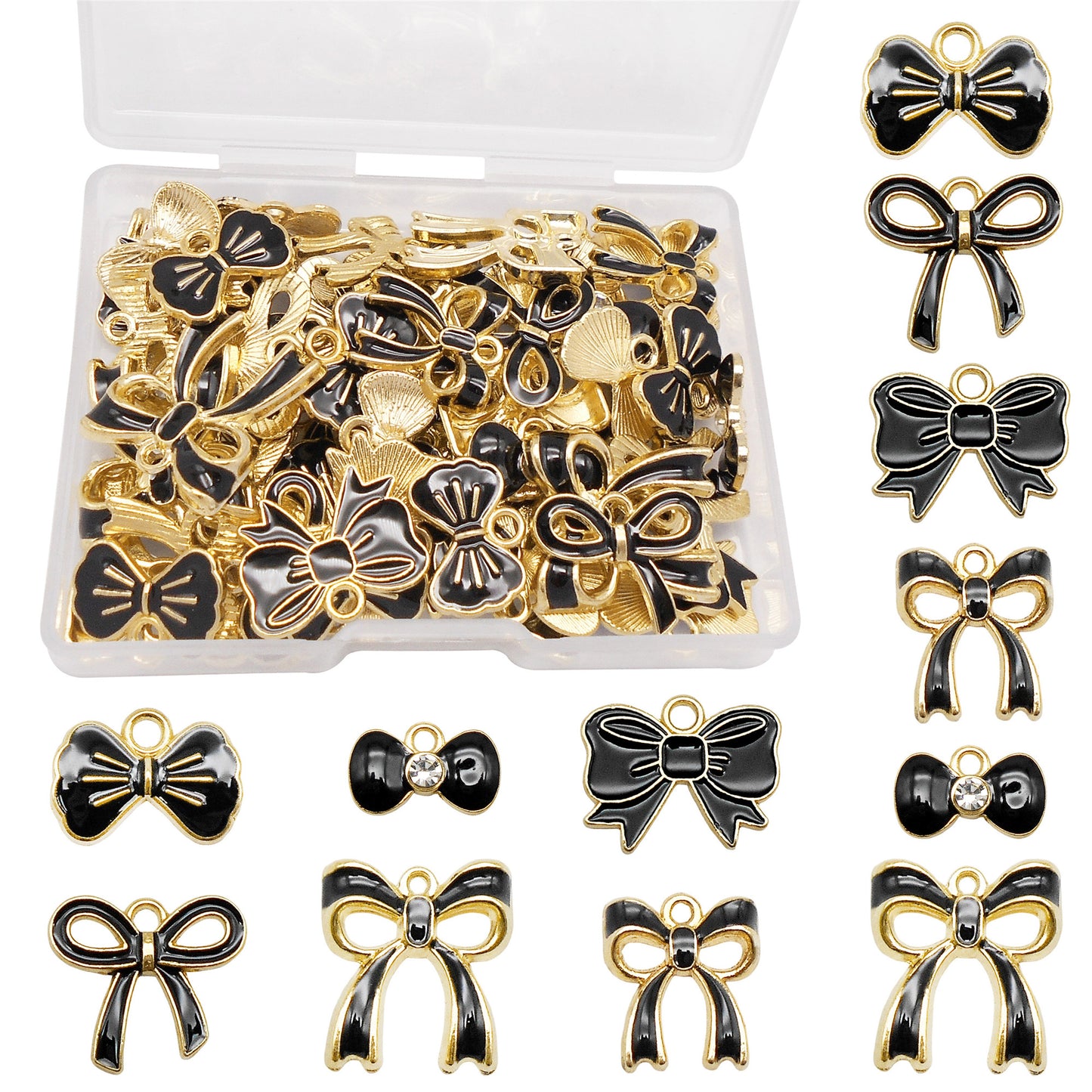 60 Pieces  Enamel Bow Charms Set