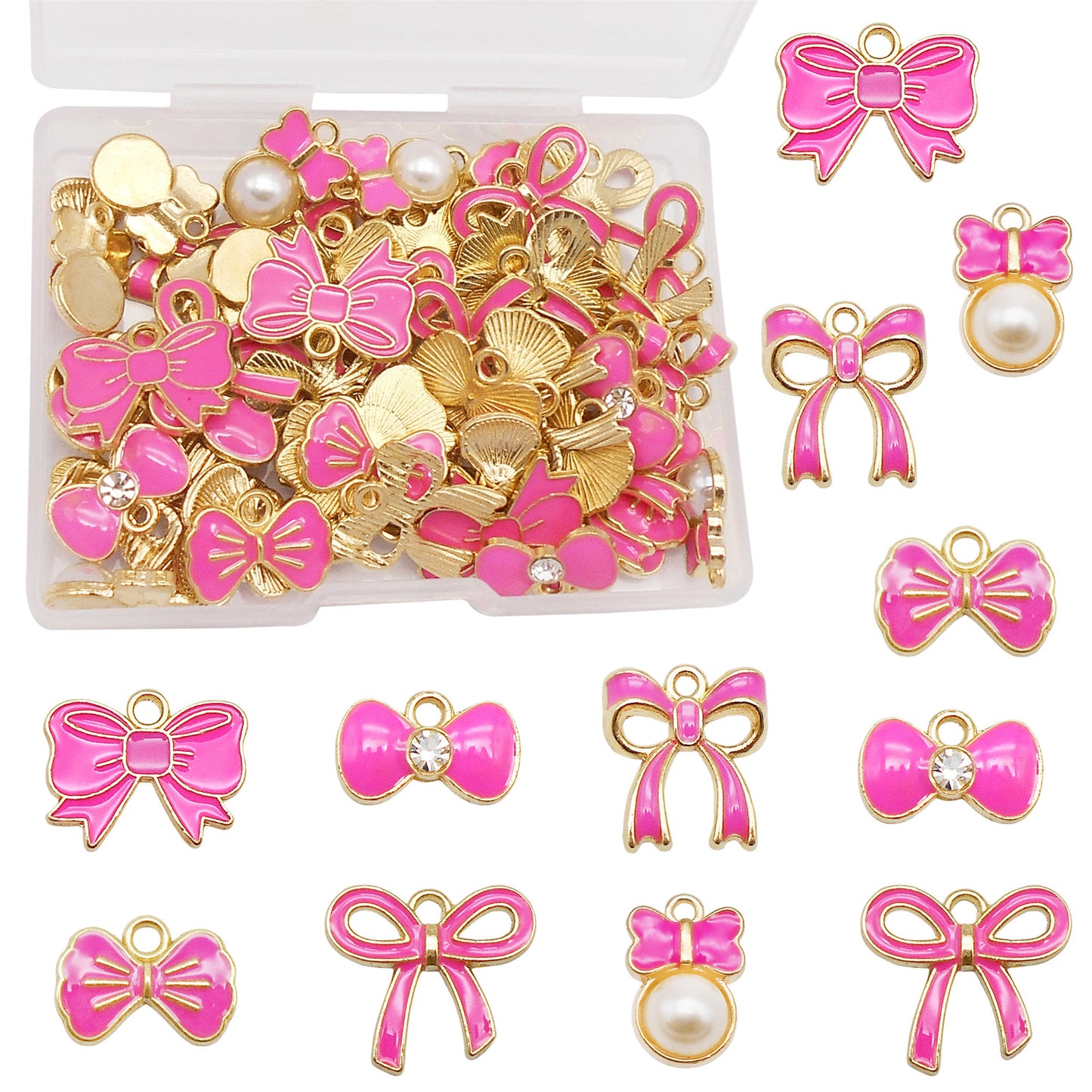 60 Pieces  Enamel Bow Charms Set