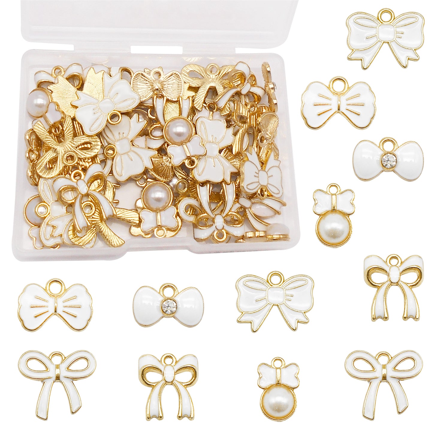 60 Pieces  Enamel Bow Charms Set
