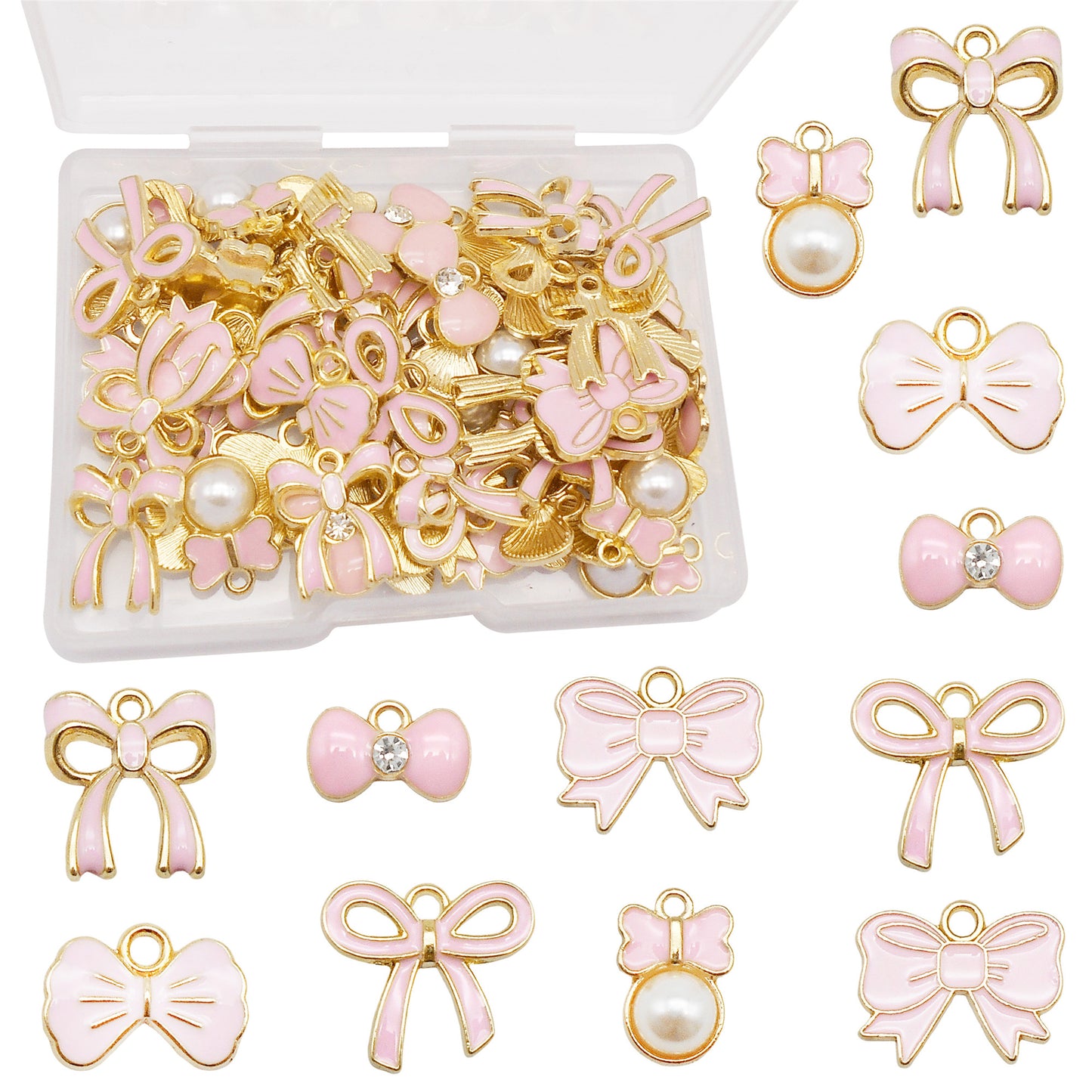 60 Pieces  Enamel Bow Charms Set
