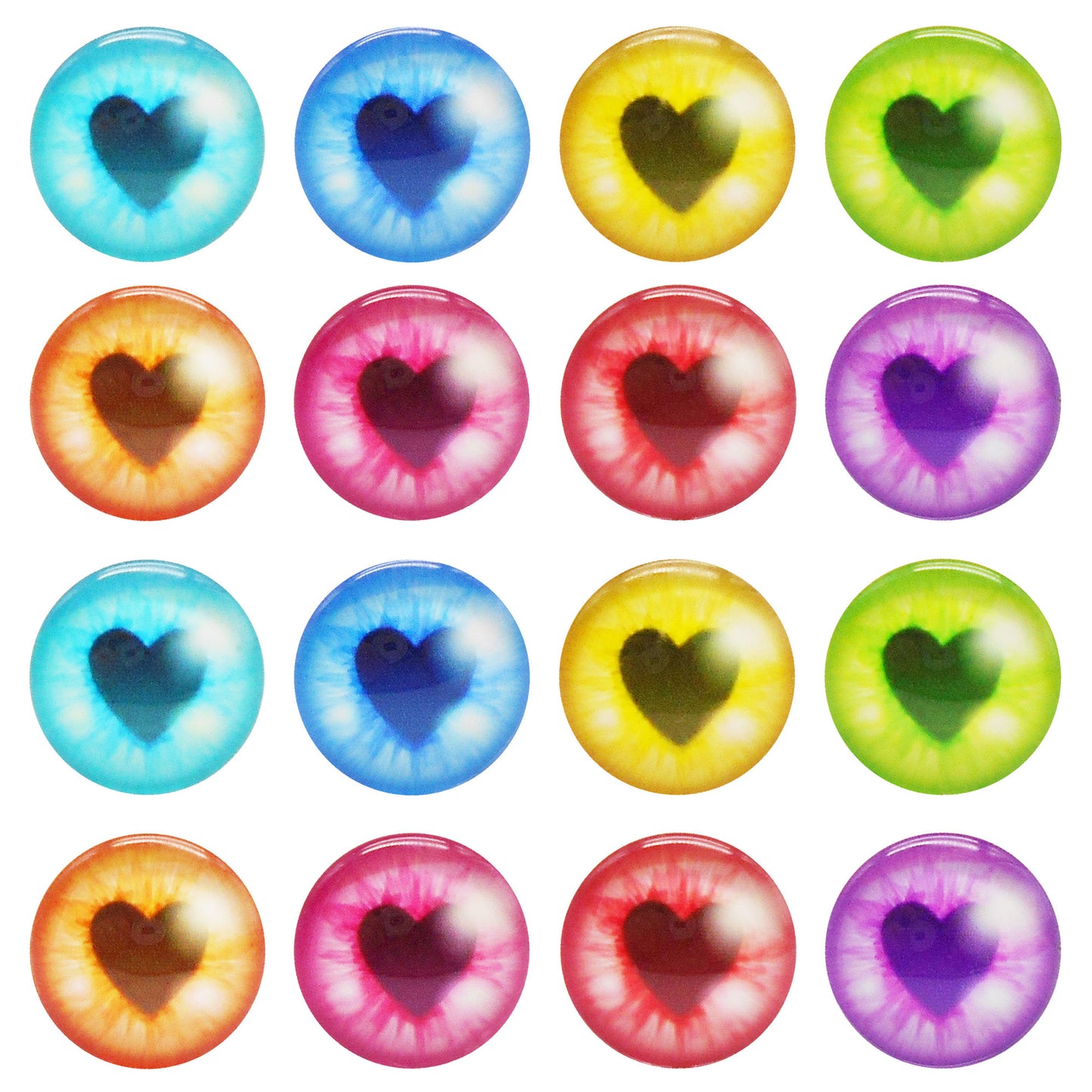 JJGQAZ 50 Pieces Glow in Dark Animal Eyes 6-30mm Glass Heart Pupil