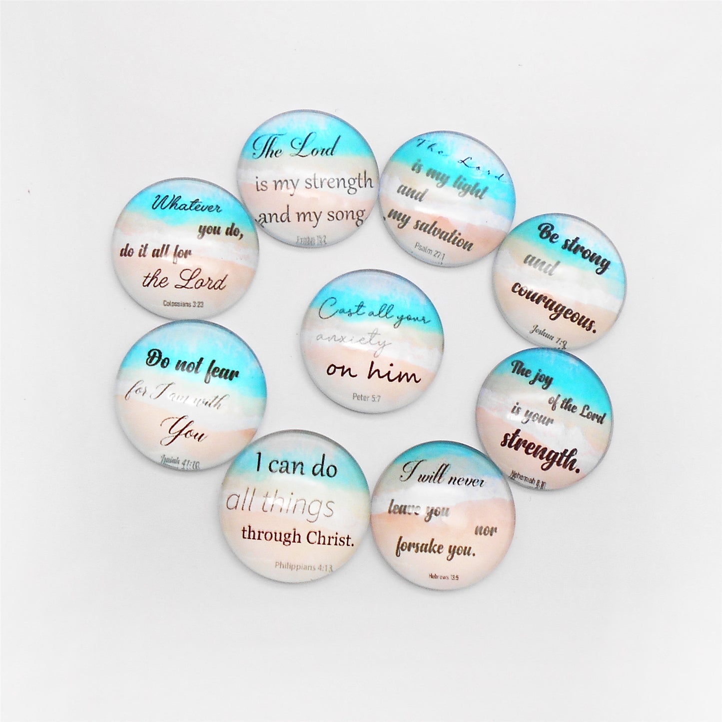 JJGQAZ 36 Pieces 25mm Inspirational Bible Verse Glass Cabochons
