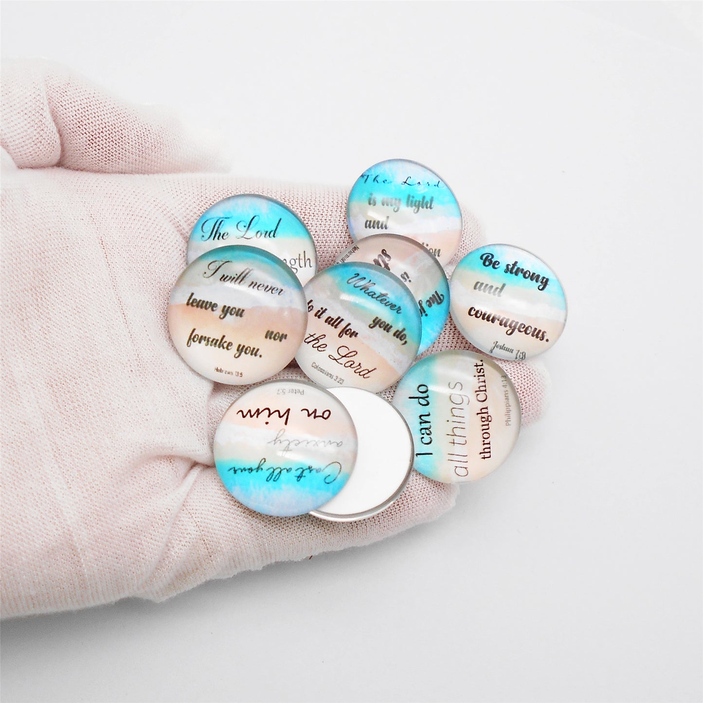 JJGQAZ 36 Pieces 25mm Inspirational Bible Verse Glass Cabochons