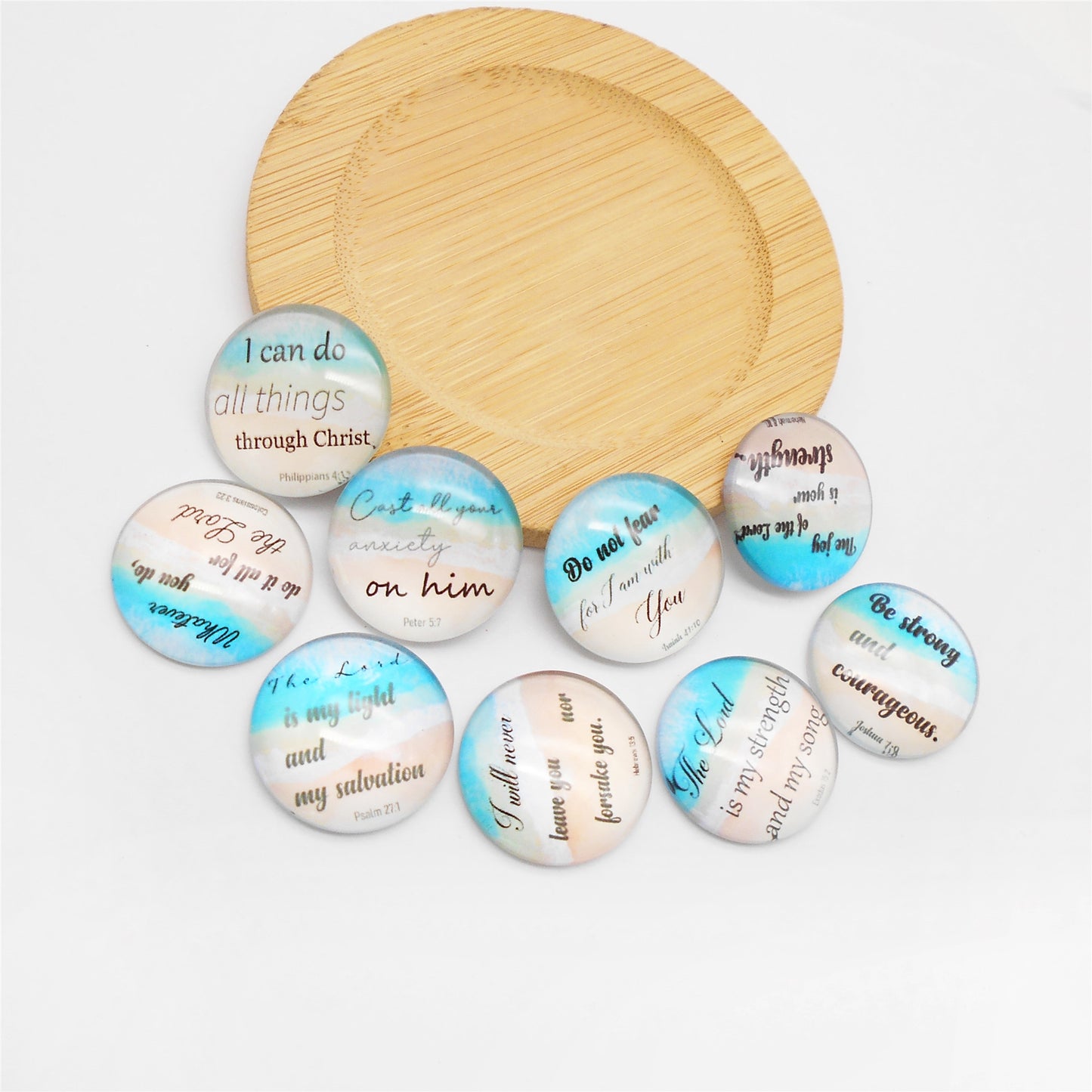 JJGQAZ 36 Pieces 25mm Inspirational Bible Verse Glass Cabochons