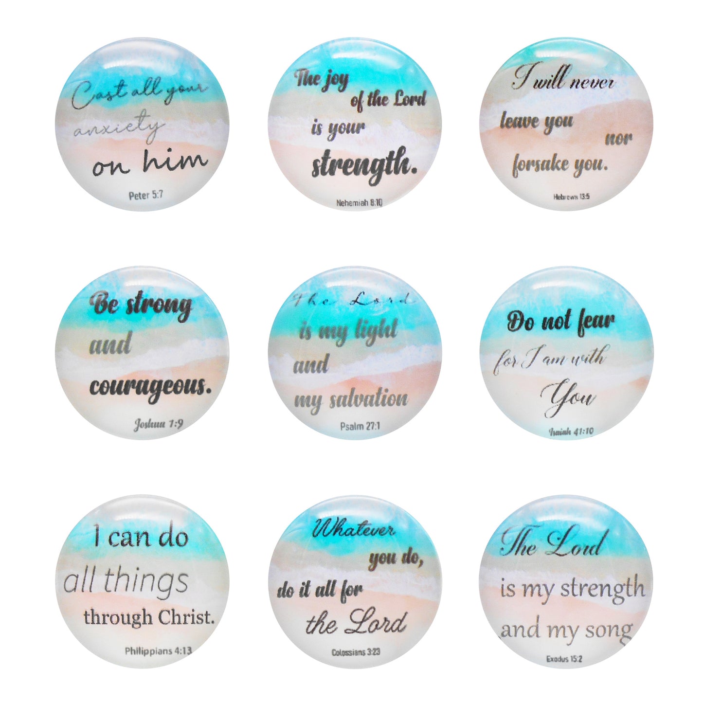 JJGQAZ 36 Pieces 25mm Inspirational Bible Verse Glass Cabochons