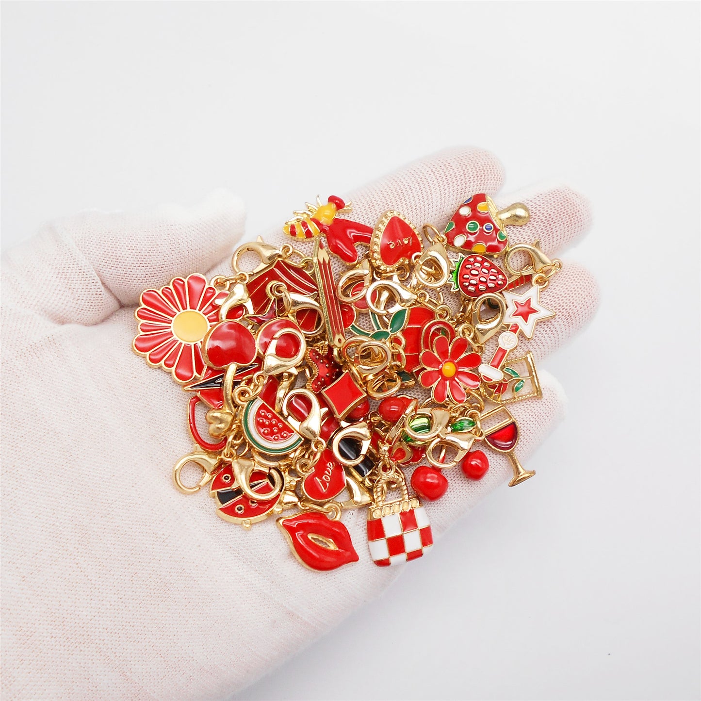 60PCS Enamel Charms Set with Golden Lobster Clasp