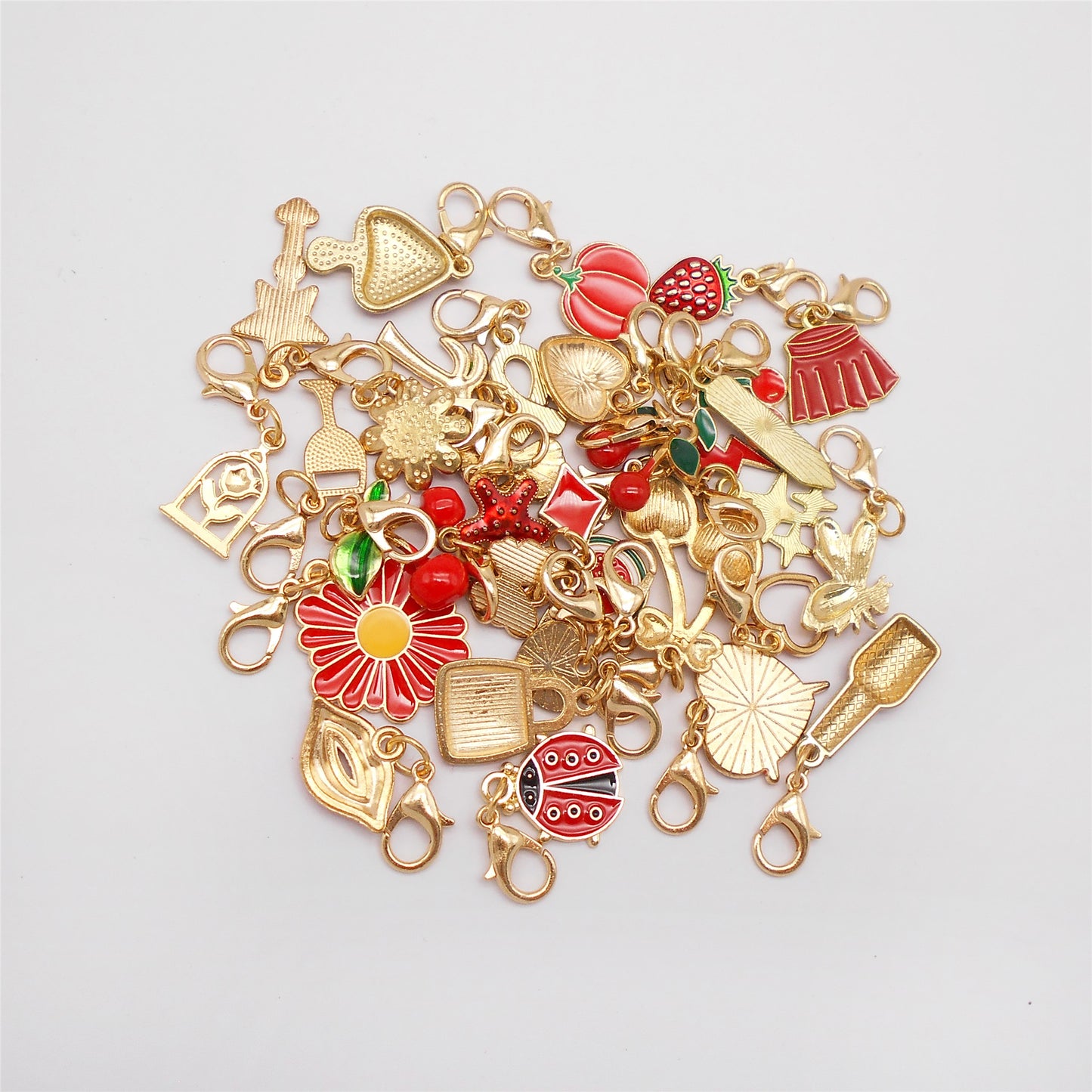 60PCS Enamel Charms Set with Golden Lobster Clasp