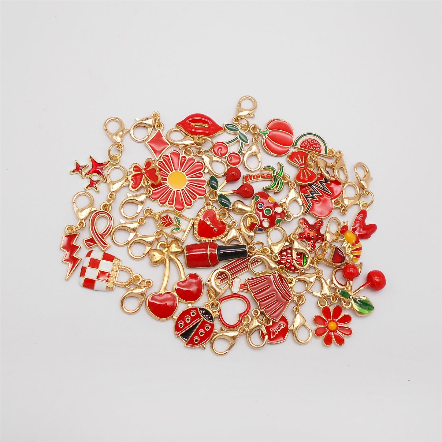 60PCS Enamel Charms Set with Golden Lobster Clasp