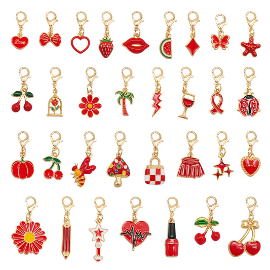 60PCS Enamel Charms Set with Golden Lobster Clasp