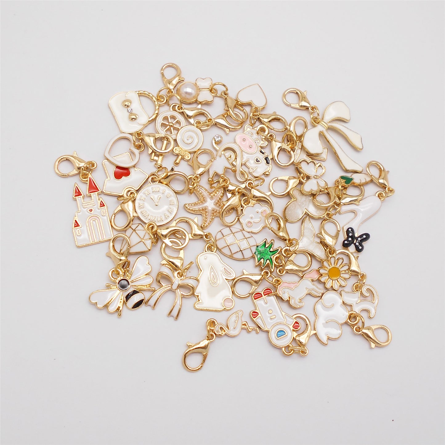 60PCS Enamel Charms Set with Golden Lobster Clasp