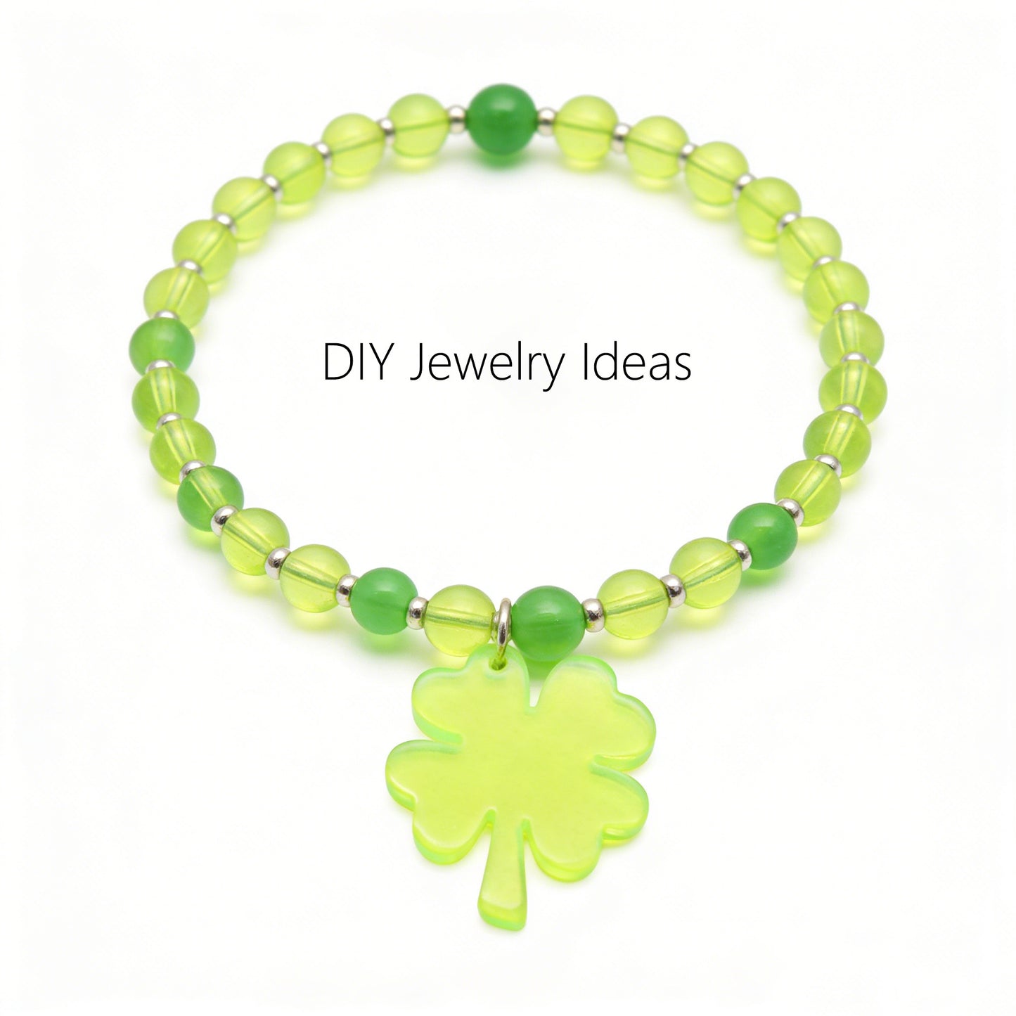 10/60Pcs Green Acrylic Four-Leaf Clover Beads