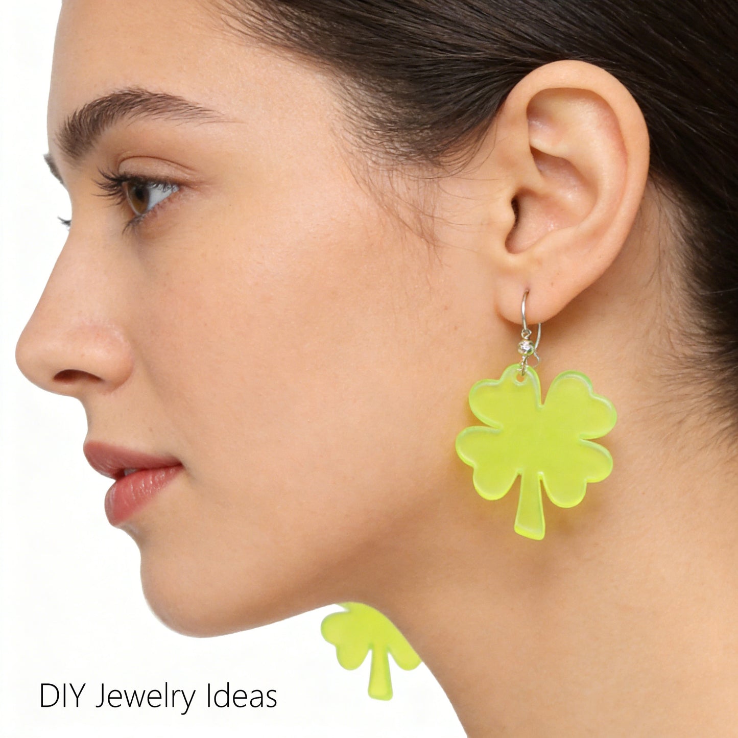 10/60Pcs Green Acrylic Four-Leaf Clover Beads