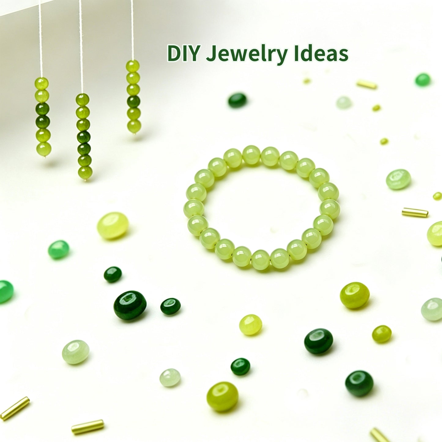1800pcs Green Glass Beads for Jewelry Making