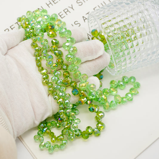 270pcs 6mm 8mm Glass Beads for Jewelry Making, Green Color Crystal Beads