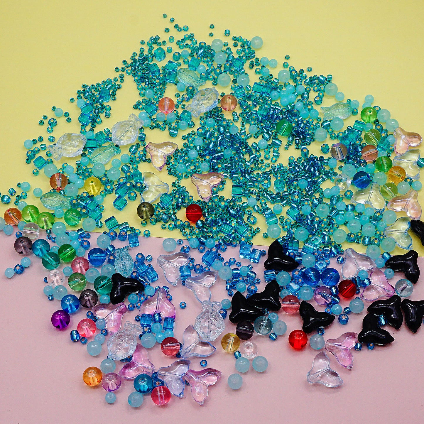 1 Box Blue Glass Beads Kit, Assorted Ocean Series Spacer Loose Beads DIY Supplies (About 1400pcs)