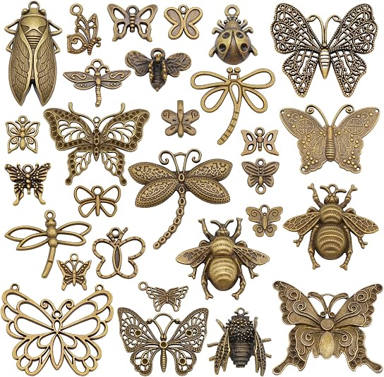 200g (About 100-120pcs) Assorted Insect Pendant Charms