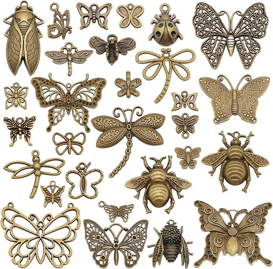 200g (About 100-120pcs) Assorted Insect Pendant Charms