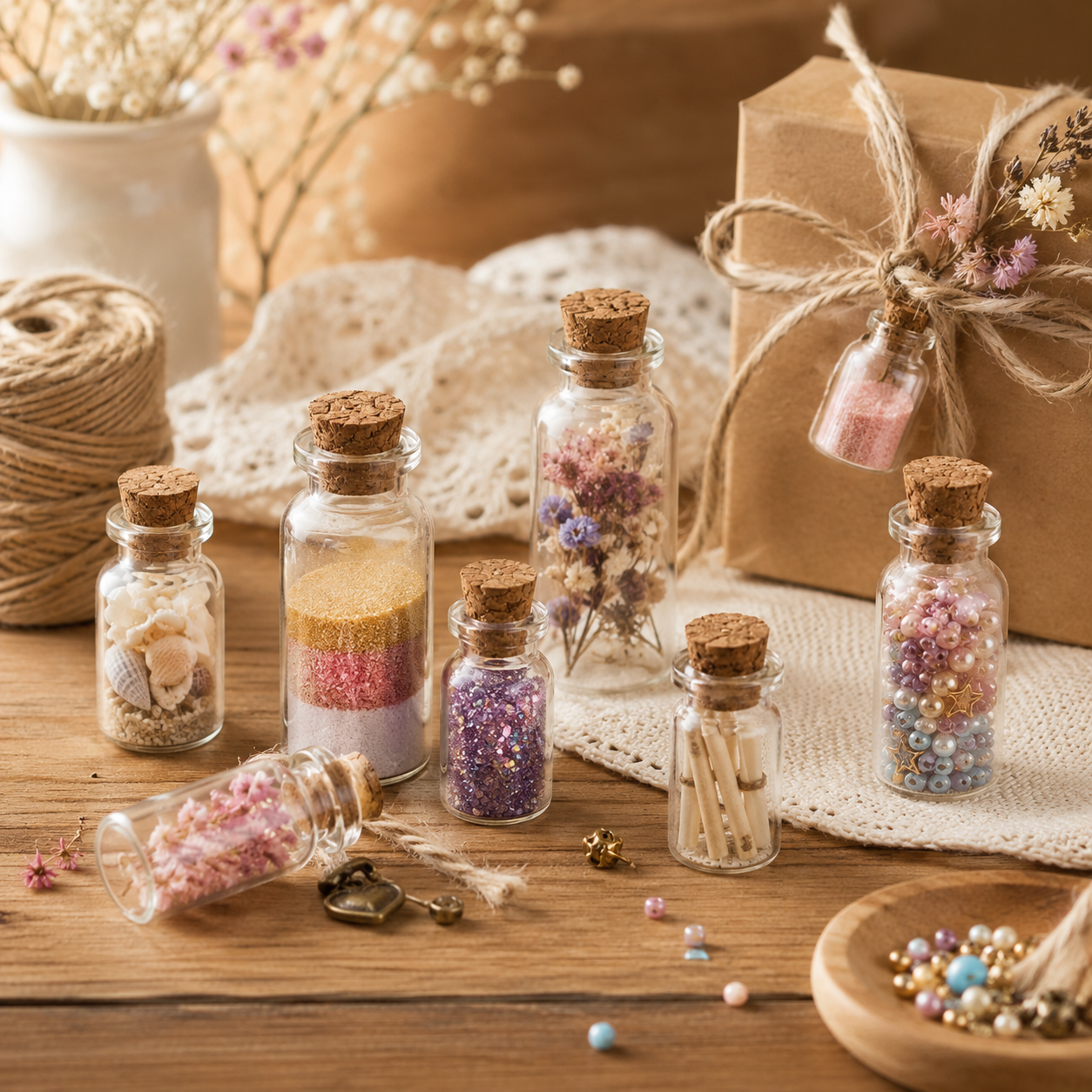 90Pcs 10ml Mini Glass Bottles with Cork Stoppers Small Vials Jars DIY Craft