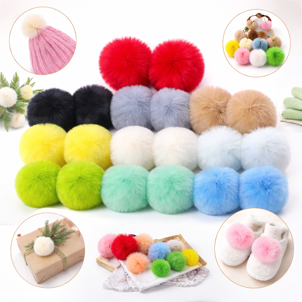 100Pieces Faux Fur Pom Pom Balls
