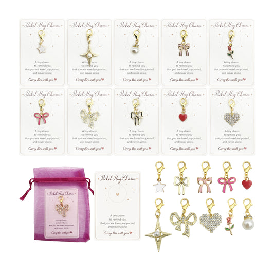 20 Pocket Hug Charm Keychains with Organza Pouch Bags