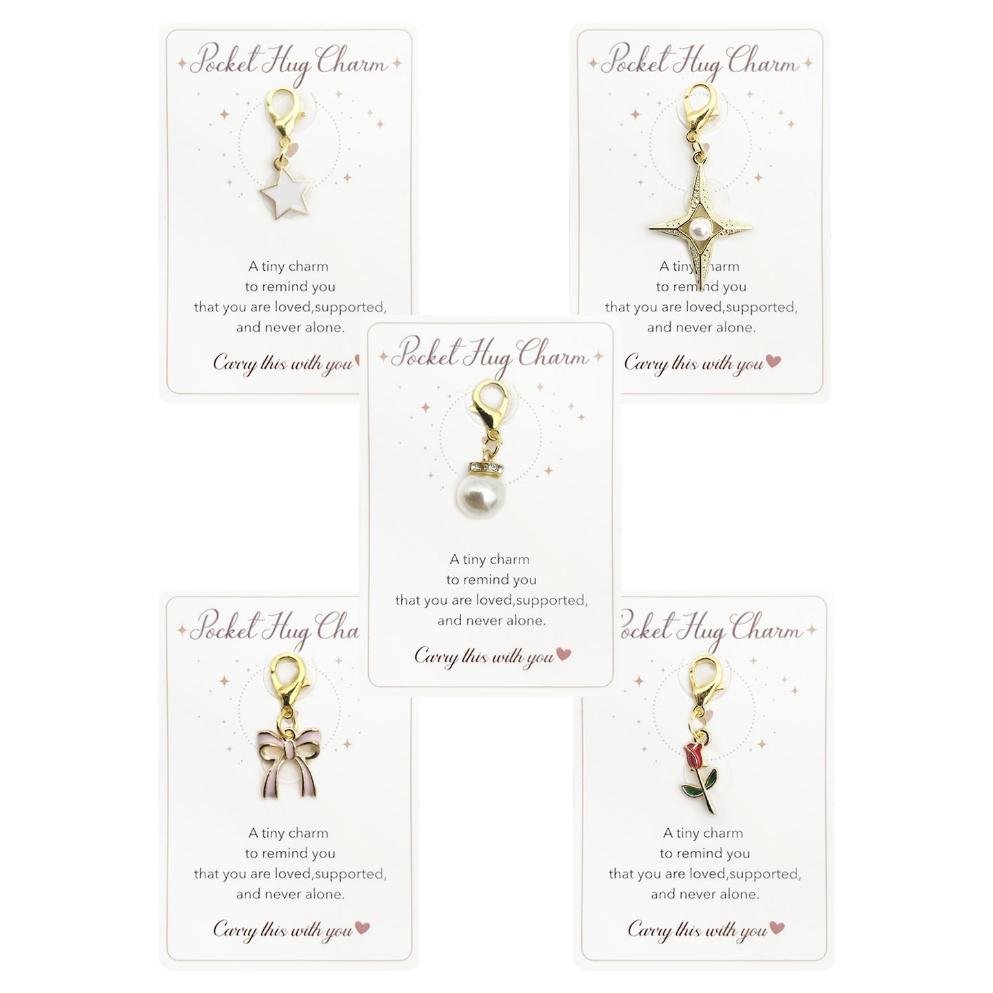 20 Pocket Hug Charm Keychains with Organza Pouch Bags