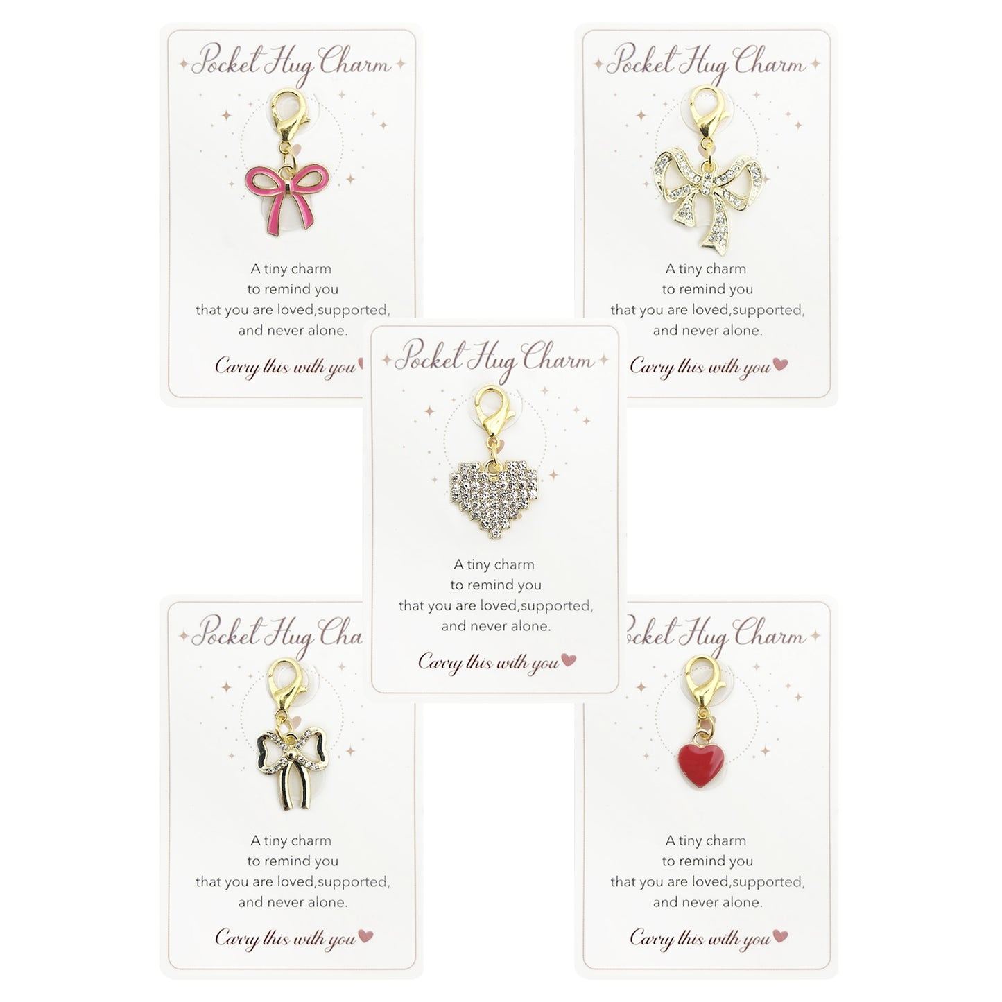 20 Pocket Hug Charm Keychains with Organza Pouch Bags